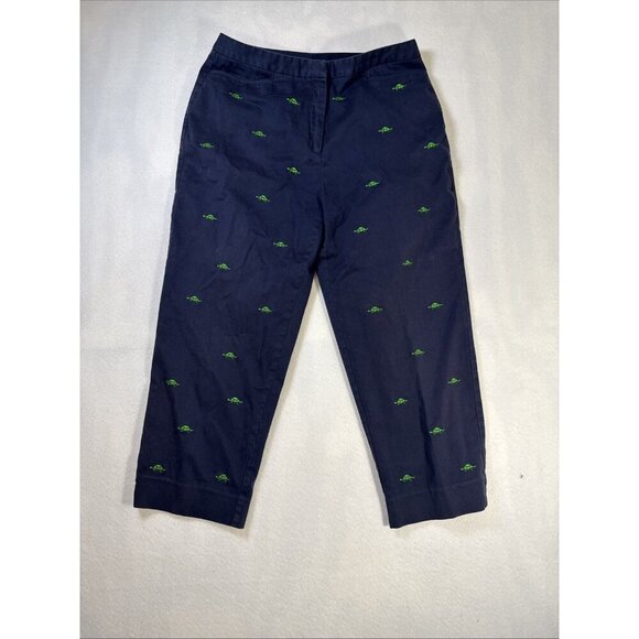 EP Pro Pants - EP Pro Golf Embroidered Cropped Capri Pants Stretch Navy Blue Size 8 With Turtle